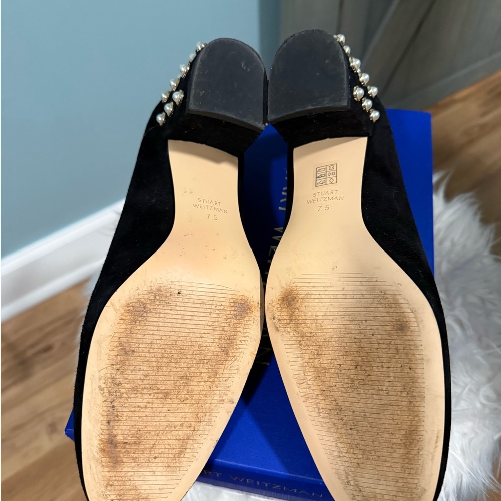 Stuart Weitzman Black Heels with Pearl Accents - Picture 6 of 6